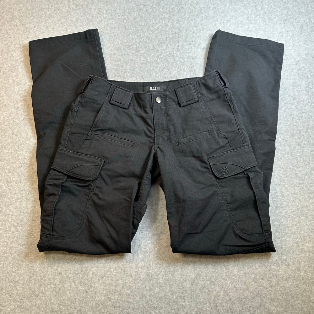 5.11 Tactical Stryke Pants Womens 4 Long Black Flex-Tac Ripstop Cargo 64360